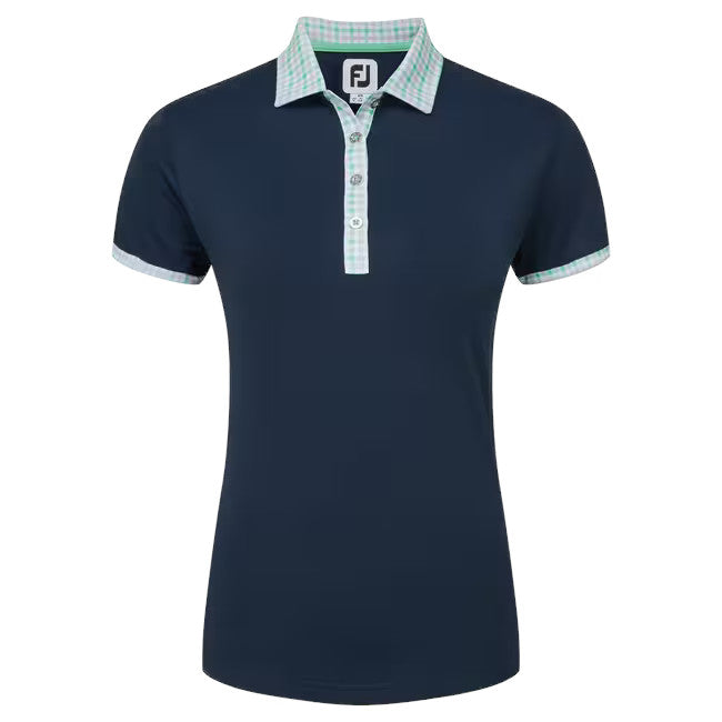 Footjoy Gingham Trim Pique Polo da Donna